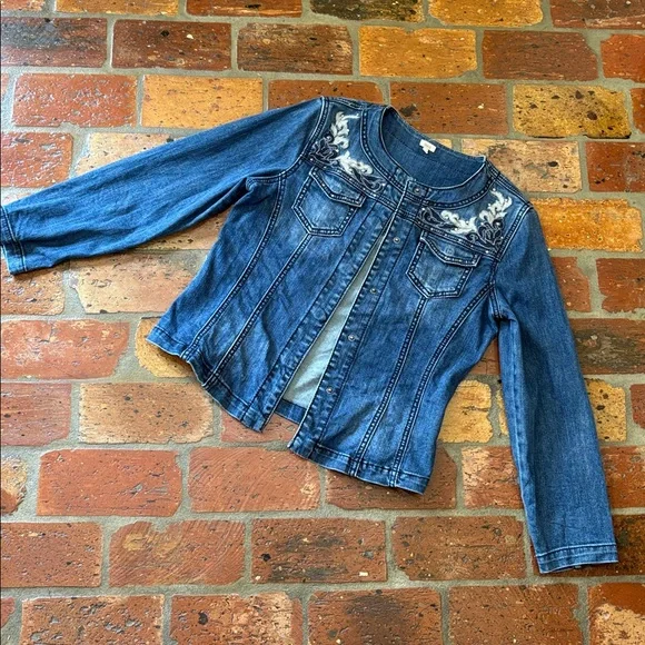 Reba Embroidered Blue Denim Jacket size S - Picture 6 of 9